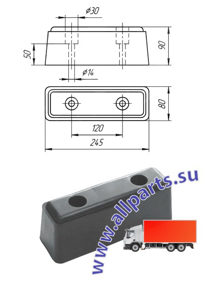 Детальное изображение элемента отбойник резиновый (арт.: 095500) от ALLPARTS.SU