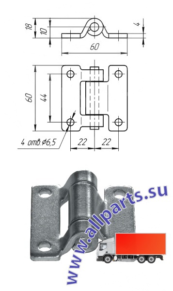 Детальное изображение элемента петля дверей, l=30 мм (арт.: 030100) от ALLPARTS.SU